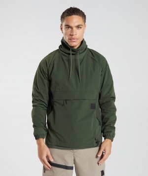 τρέξιμο με κουκούλα Gymshark Retake Anorak ανδρικα Ελιά | GR_NN2575