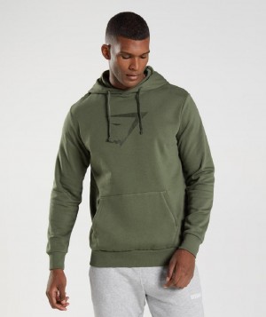 Φουτερ με Κουκουλα Gymshark Sharkhead Infill ανδρικα Ελιά | GR_AZ6711