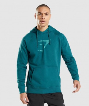 Φουτερ με Κουκουλα Gymshark Sharkhead Infill ανδρικα τυρκουάζ | GR_CG1953