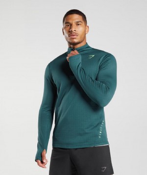 τρέξιμο με κουκούλα Gymshark Sport 1/4 Zip ανδρικα τυρκουάζ | GR_CR7696
