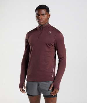 τρέξιμο με κουκούλα Gymshark Sport 1/4 Zip ανδρικα μπορντο | GR_Q1413