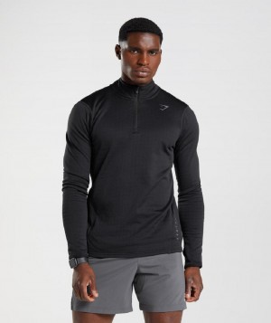τρέξιμο με κουκούλα Gymshark Sport 1/4 Zip ανδρικα μαυρα | GR_SU8367