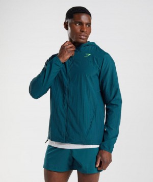 τρέξιμο με κουκούλα Gymshark Sport Windbreaker ανδρικα τυρκουάζ | GR_TH8036