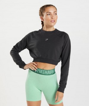 τρέξιμο με κουκούλα Gymshark Training Cropped Sweater γυναικεια μαυρα | GR_TC7163