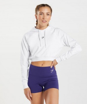 Φουτερ με Κουκουλα Gymshark Training Cropped γυναικεια ασπρα | GR_YJ1307