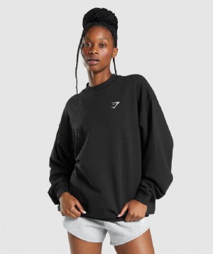 τρέξιμο με κουκούλα Gymshark Training Oversized Sweatshirt γυναικεια μαυρα | GR_TH2656