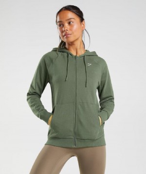 Φουτερ με Κουκουλα Gymshark Training Zip γυναικεια Ελιά | GR_O4296