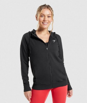 Φουτερ με Κουκουλα Gymshark Training Zip γυναικεια μαυρα | GR_TC9897