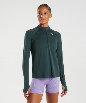τρέξιμο με κουκούλα Gymshark Vital Seamless 1/2 Zip γυναικεια πρασινο | GR_EP5540