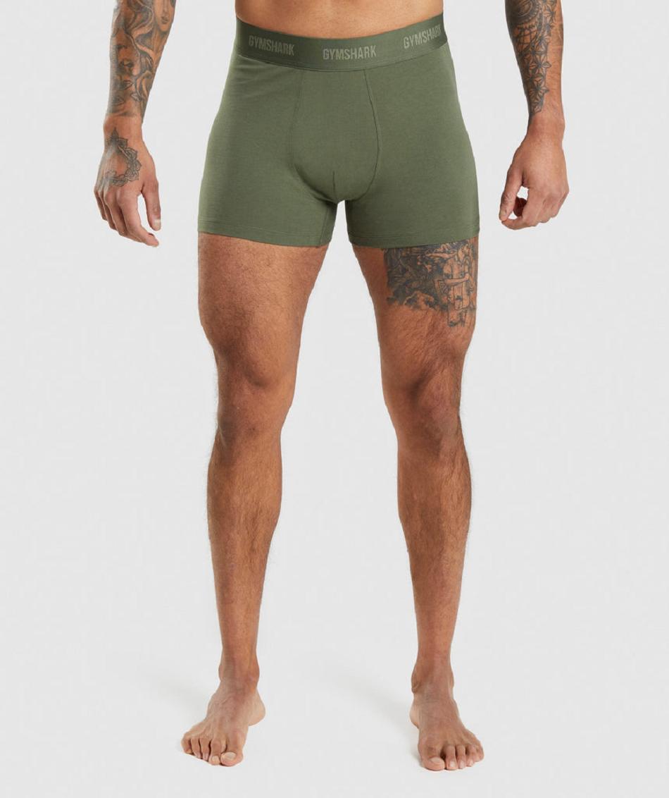 Boxer Gymshark Boxers 2pk ανδρικα Ελιά σκουρο μπλε | GR_O8655