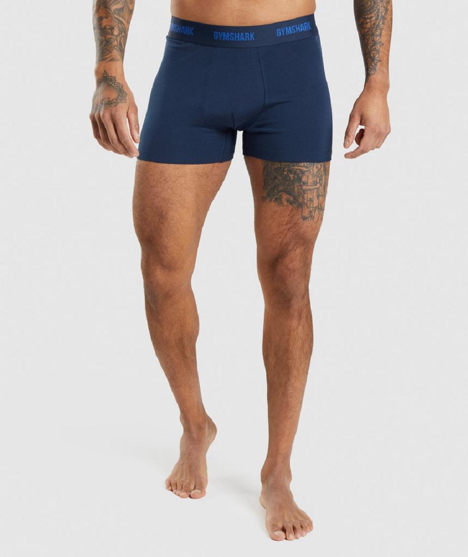 Boxer Gymshark Boxers 2pk ανδρικα Ελιά σκουρο μπλε | GR_O8655