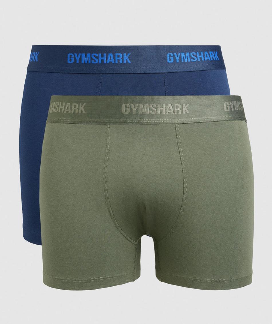 Boxer Gymshark Boxers 2pk ανδρικα Ελιά σκουρο μπλε | GR_O8655