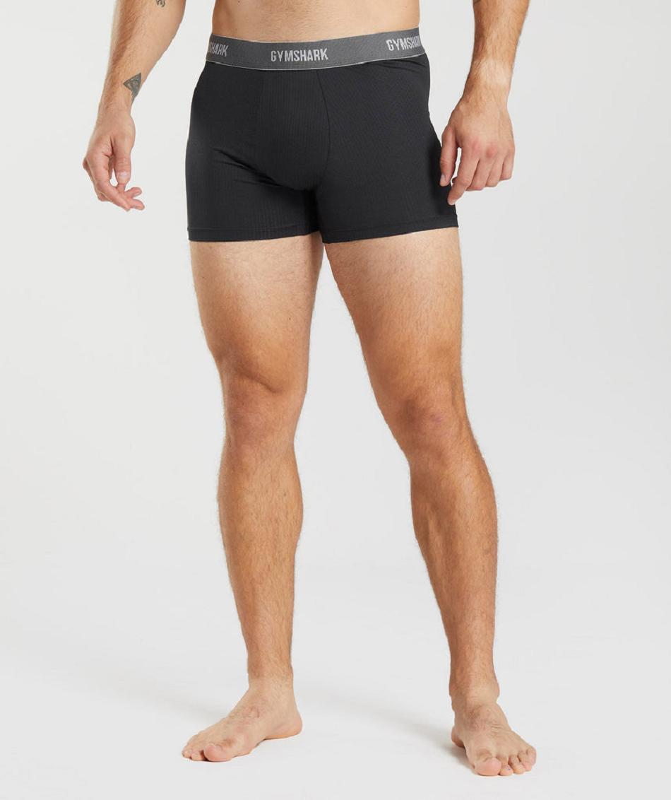 Boxer Gymshark Sports Tech Boxers 2pk ανδρικα μαυρα | GR_AZ8907
