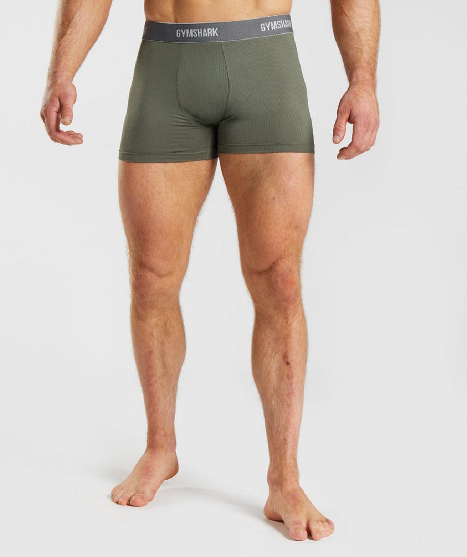 Boxer Gymshark Sports Tech Boxers 2pk ανδρικα μαυρα Ελιά | GR_BO1834
