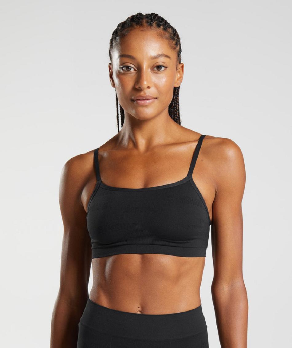 Bralette Gymshark Seamless Jacquard γυναικεια μαυρα | GR_YJ2035