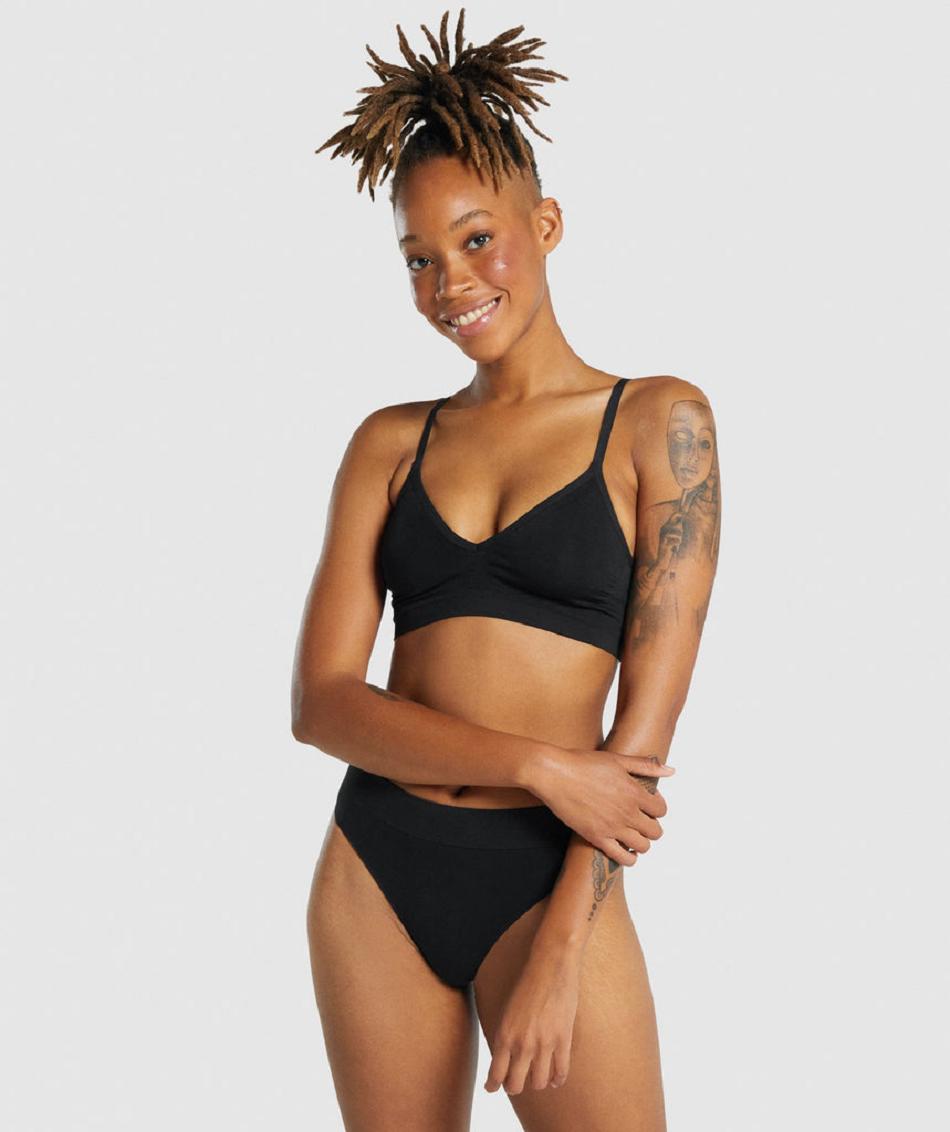 Bralette Gymshark Seamless Low Neck γυναικεια μαυρα | GR_NN2348