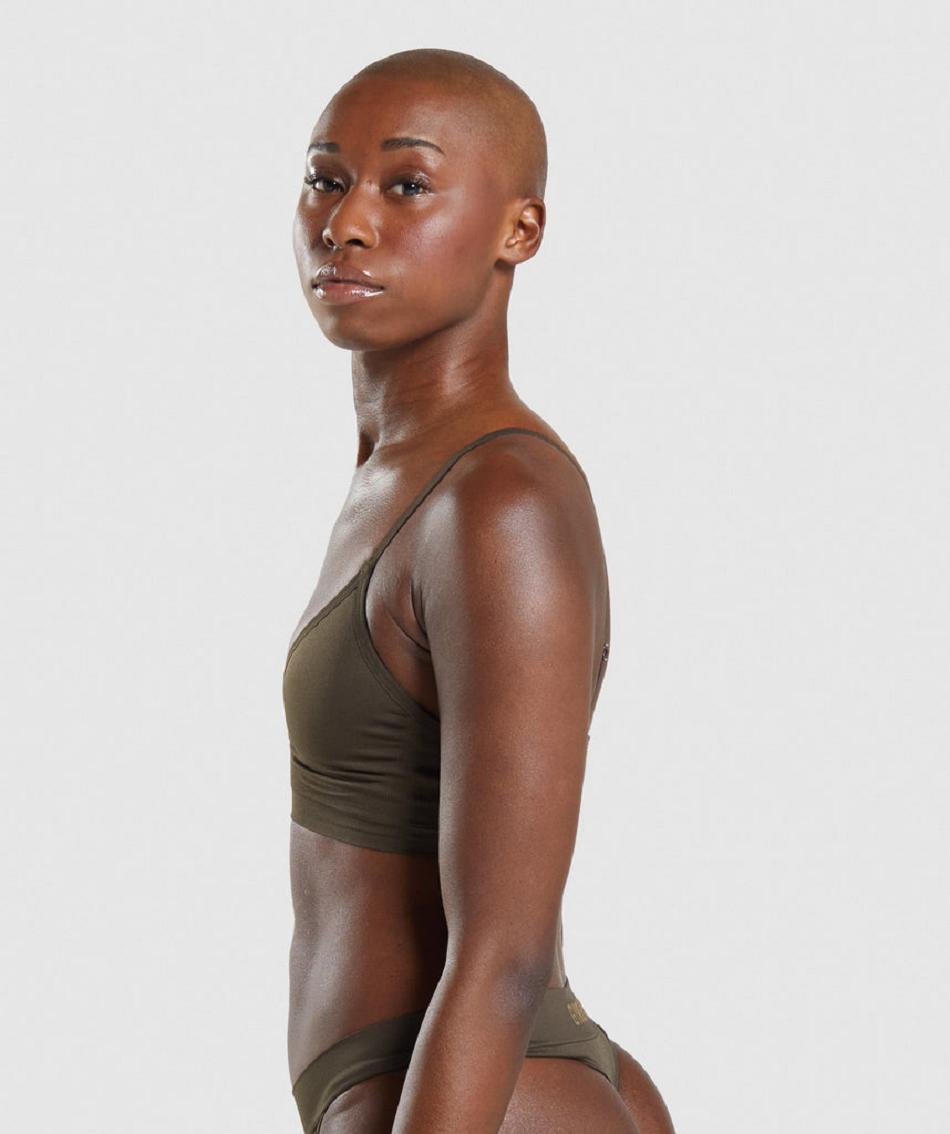 Bralette Gymshark Seamless Low Neck γυναικεια καφε | GR_TC3163