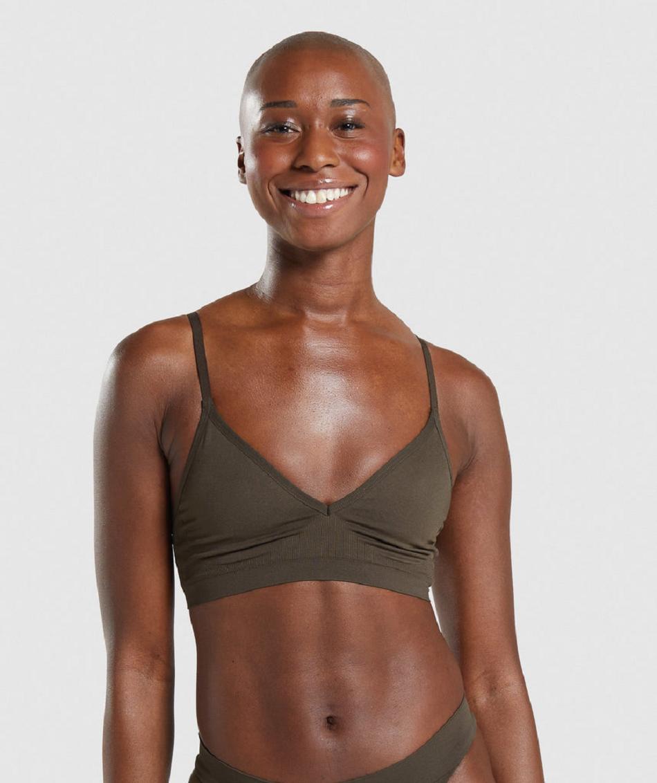 Bralette Gymshark Seamless Low Neck γυναικεια καφε | GR_TC3163