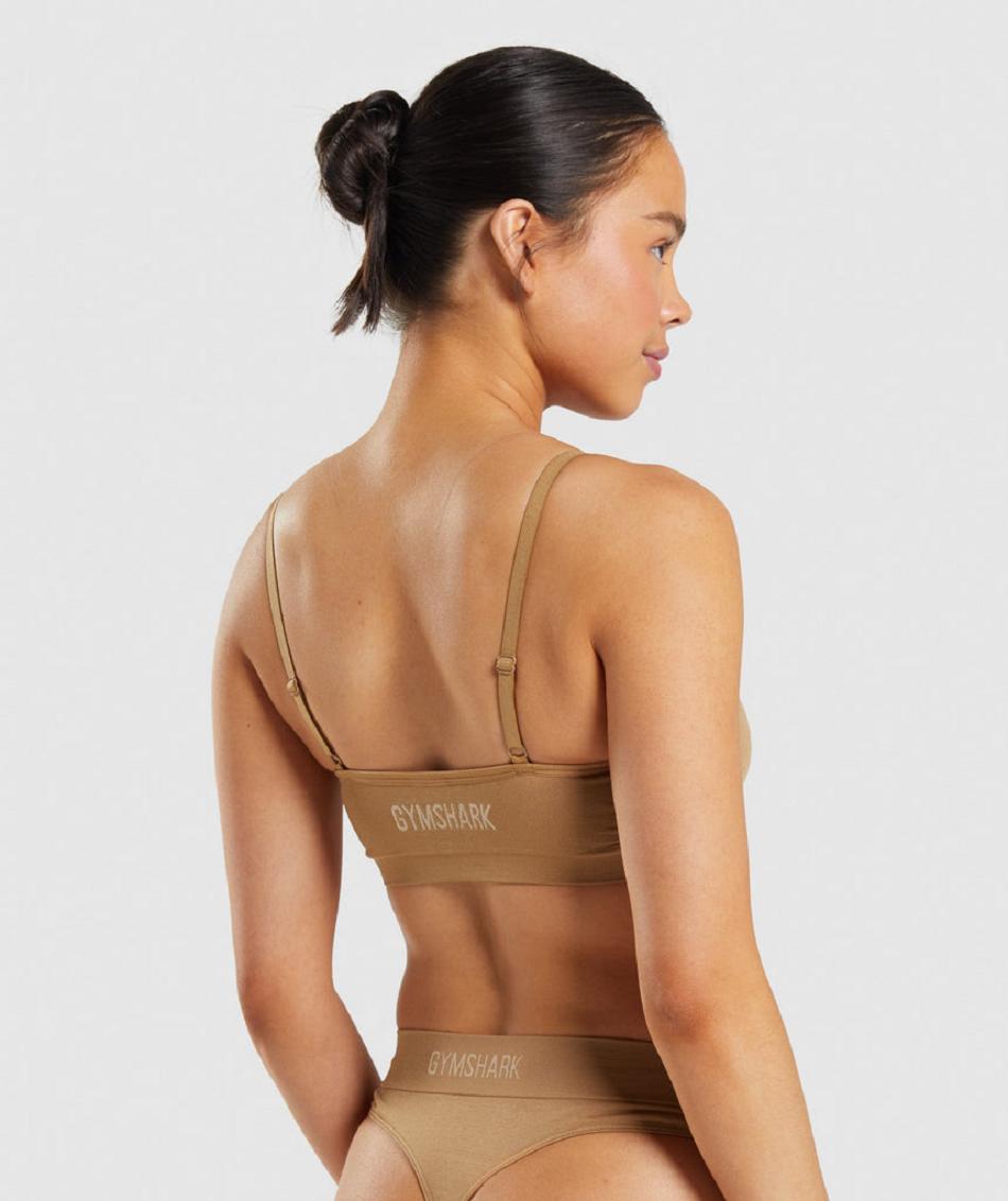 Bralette Gymshark Seamless Scoop Neck γυναικεια ανοιχτο καφε | GR_EP7656