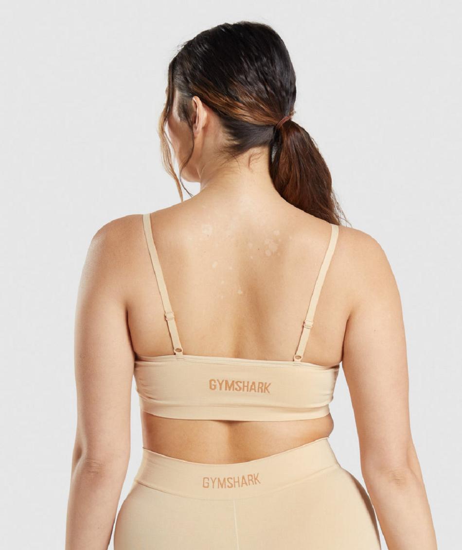 Bralette Gymshark Seamless Scoop Neck γυναικεια ανοιχτο καφε | GR_S2800
