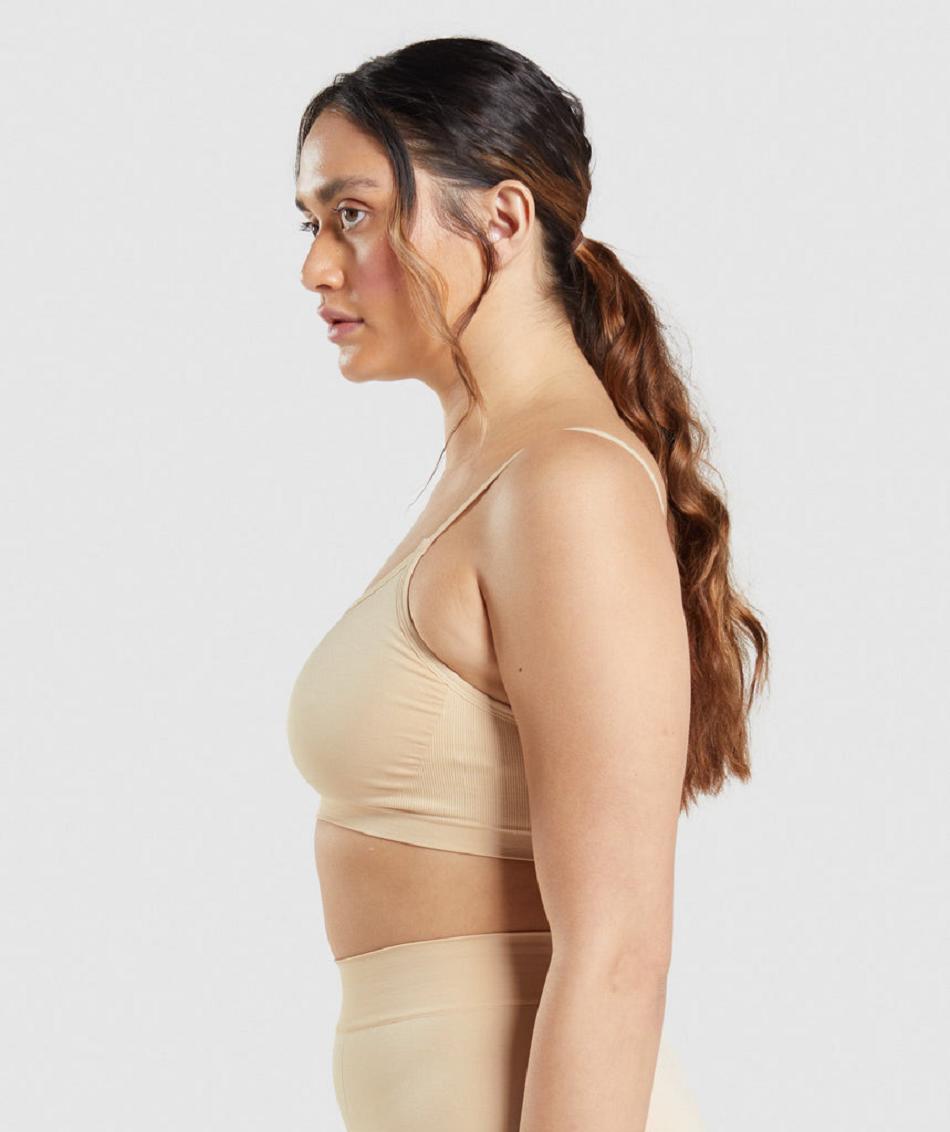 Bralette Gymshark Seamless Scoop Neck γυναικεια ανοιχτο καφε | GR_S2800