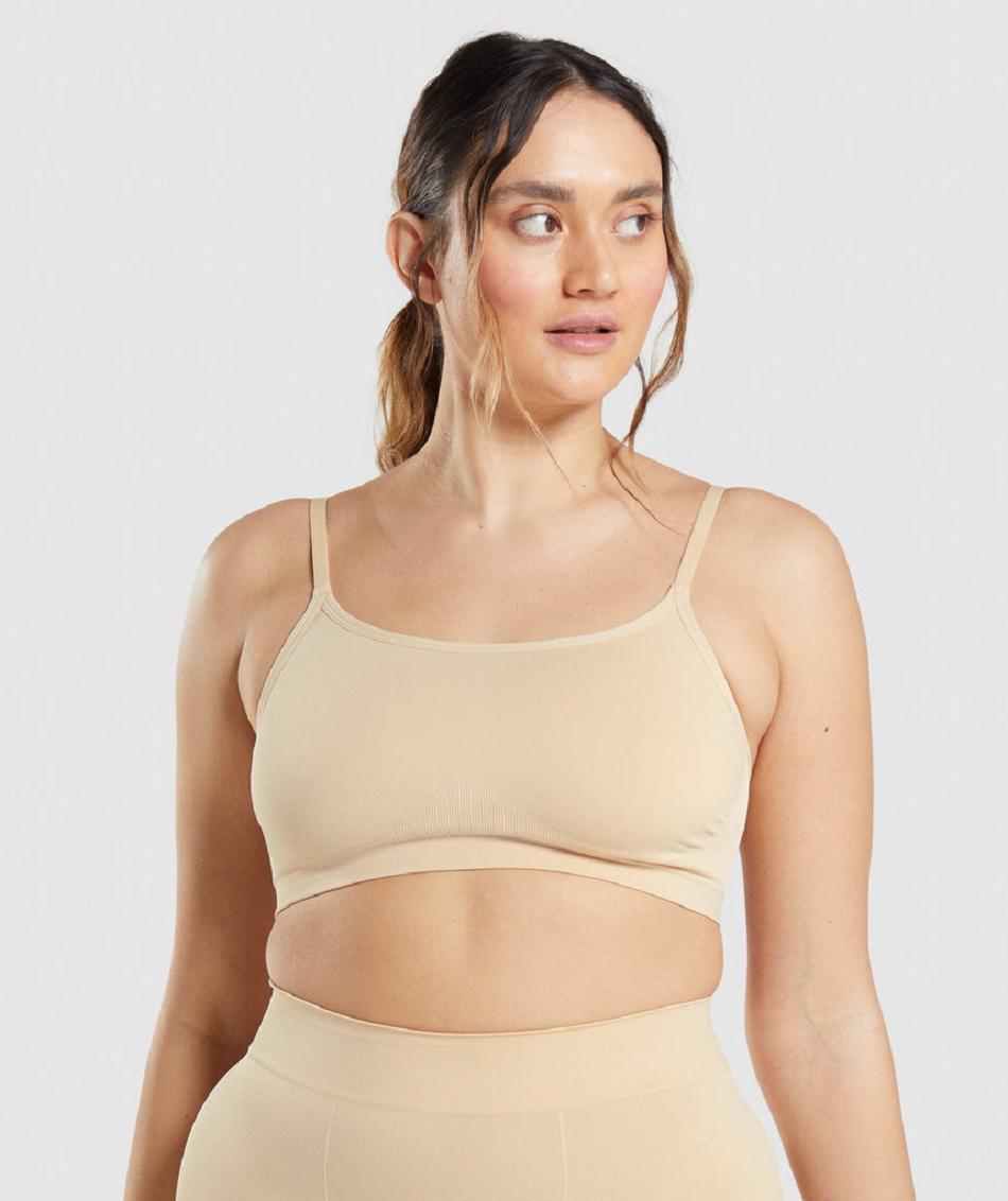 Bralette Gymshark Seamless Scoop Neck γυναικεια ανοιχτο καφε | GR_S2800