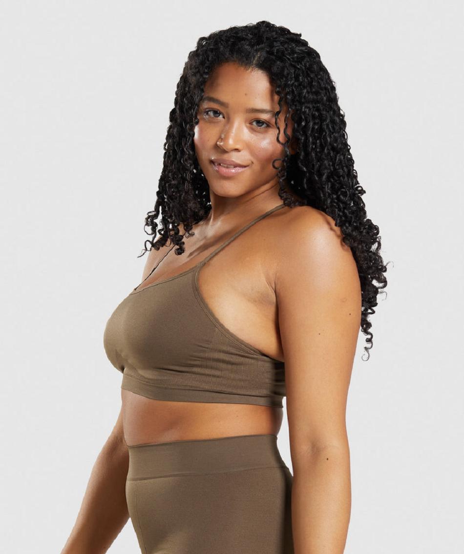 Bralette Gymshark Seamless Scoop Neck γυναικεια καφε | GR_YJ8854