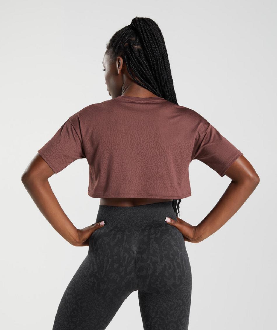Corp Tops Gymshark Adapt Animal Seamless γυναικεια ροζ καφε | GR_TA9847