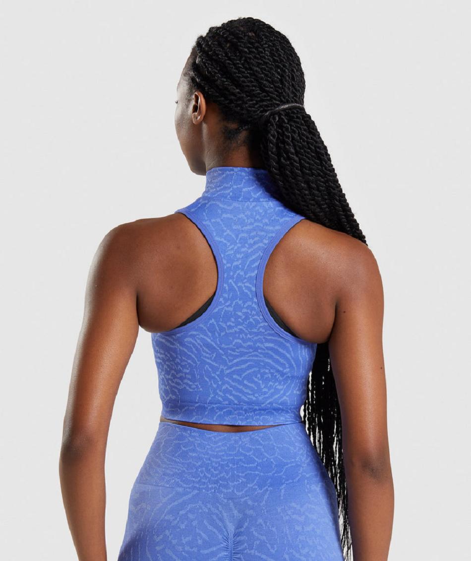 Corp Tops Gymshark Adapt Animal Seamless 1/2 Zip γυναικεια μπλε | GR_V4022
