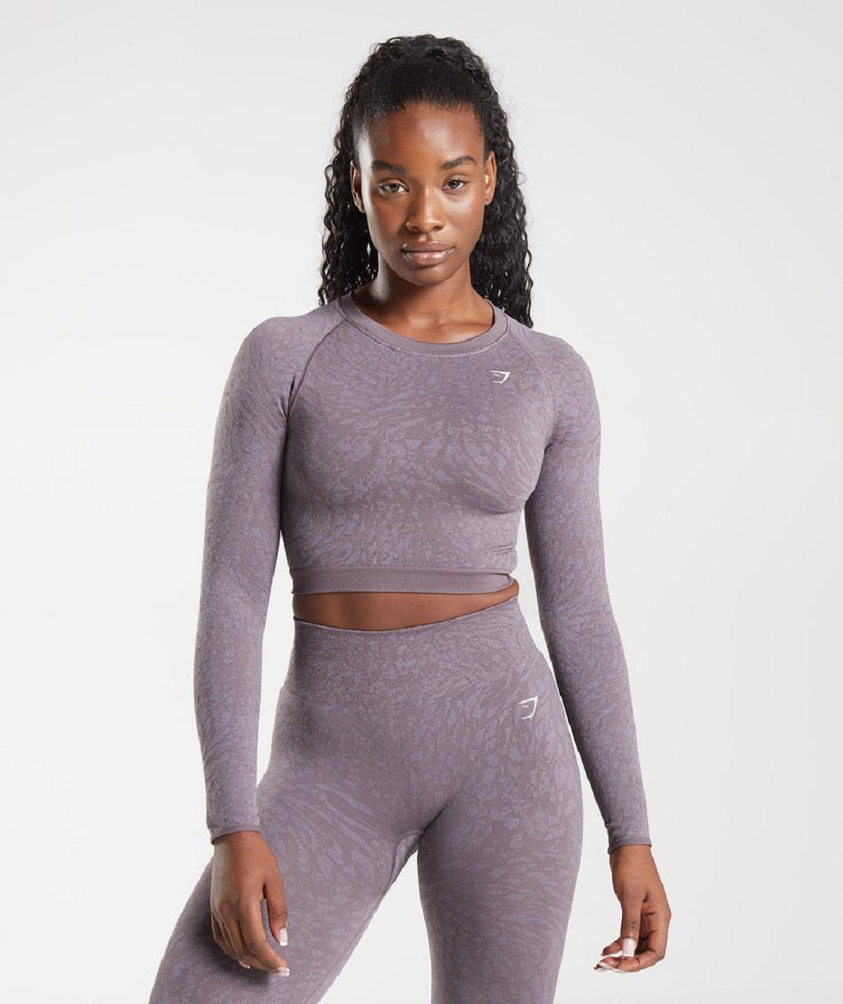 Corp Tops Gymshark Adapt Animal Seamless Lace Up Back γυναικεια μωβ | GR_ZI7263