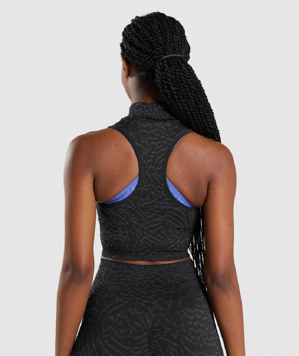 Corp Tops Gymshark Adapt Animal Seamless 1/2 Zip γυναικεια μαυρα | GR_YJ2850