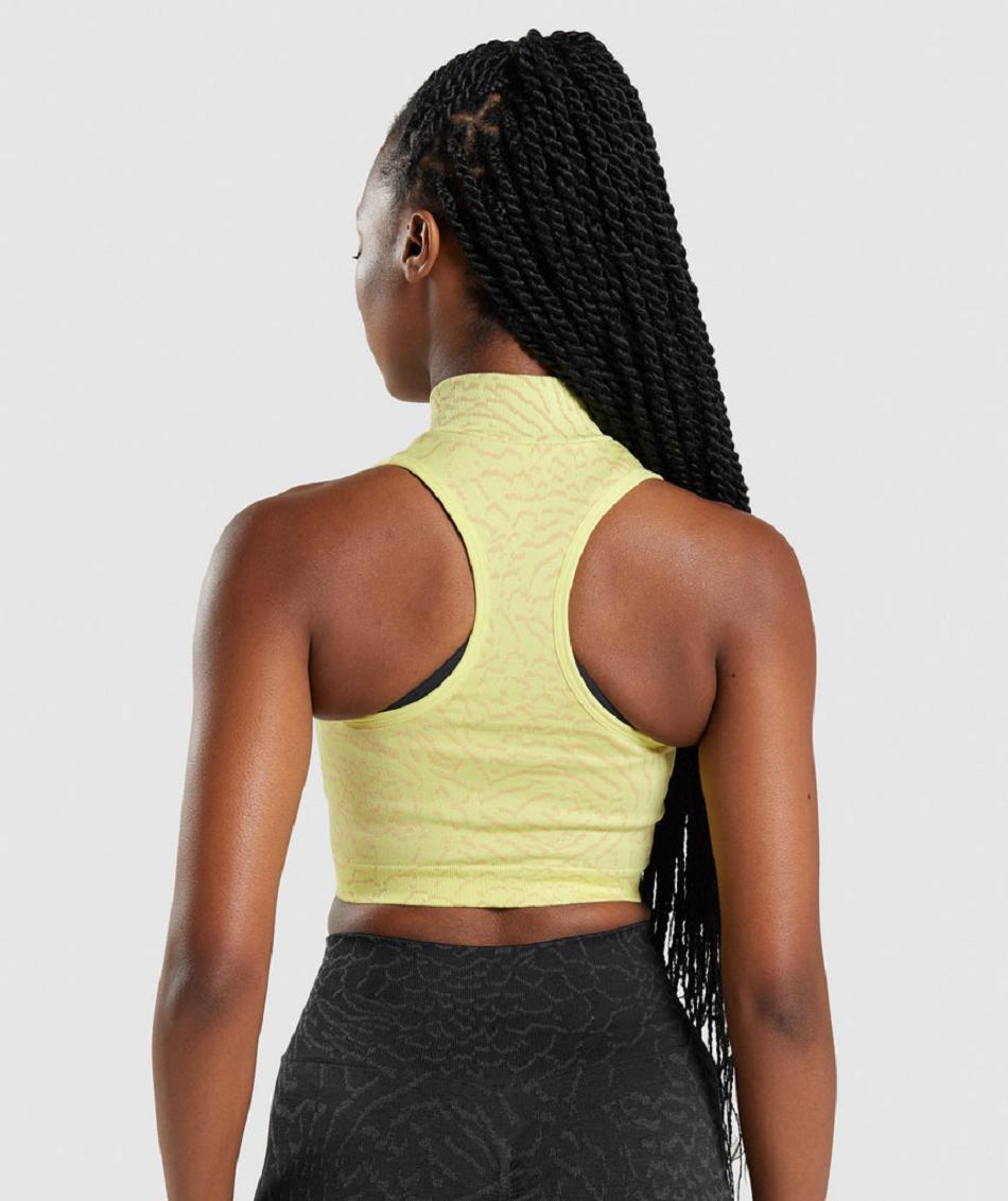 Corp Tops Gymshark Adapt Animal Seamless 1/2 Zip γυναικεια κίτρινα | GR_EE1901