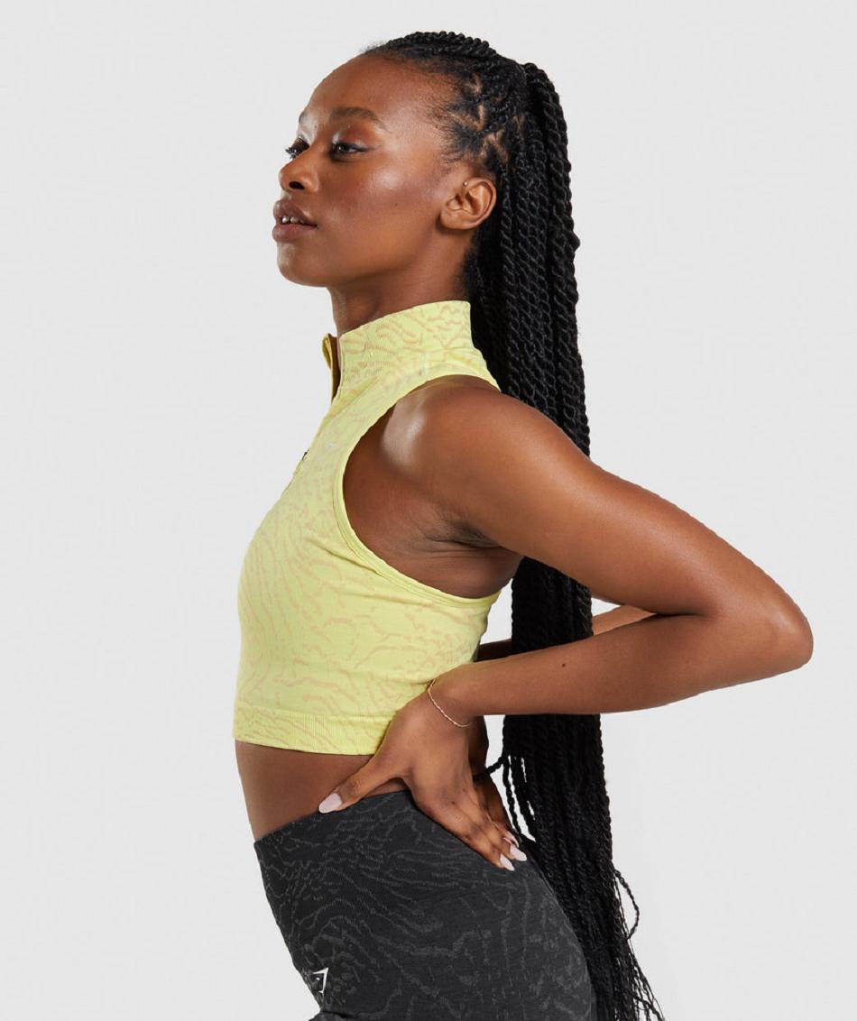 Corp Tops Gymshark Adapt Animal Seamless 1/2 Zip γυναικεια κίτρινα | GR_EE1901