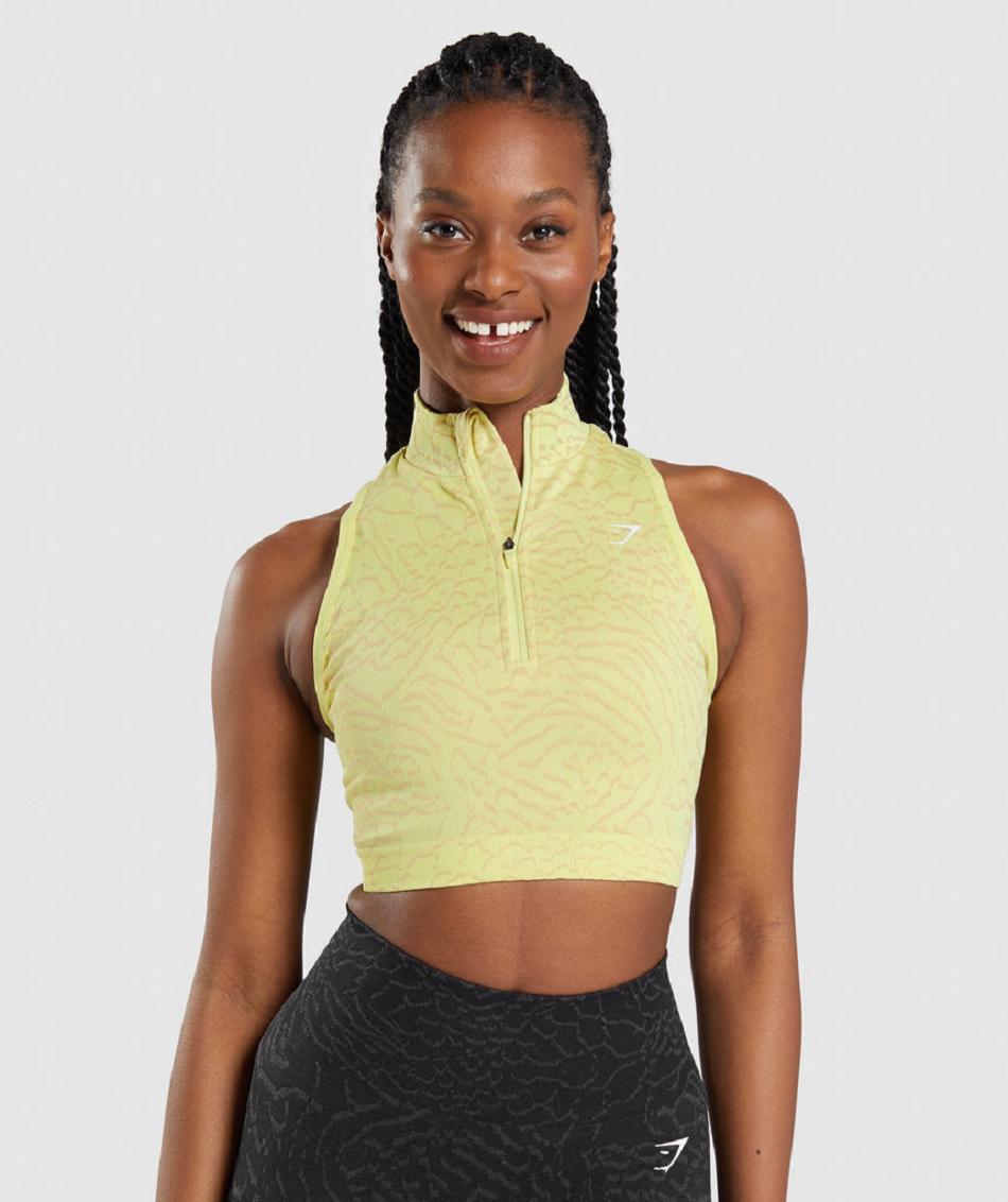 Corp Tops Gymshark Adapt Animal Seamless 1/2 Zip γυναικεια κίτρινα | GR_EE1901