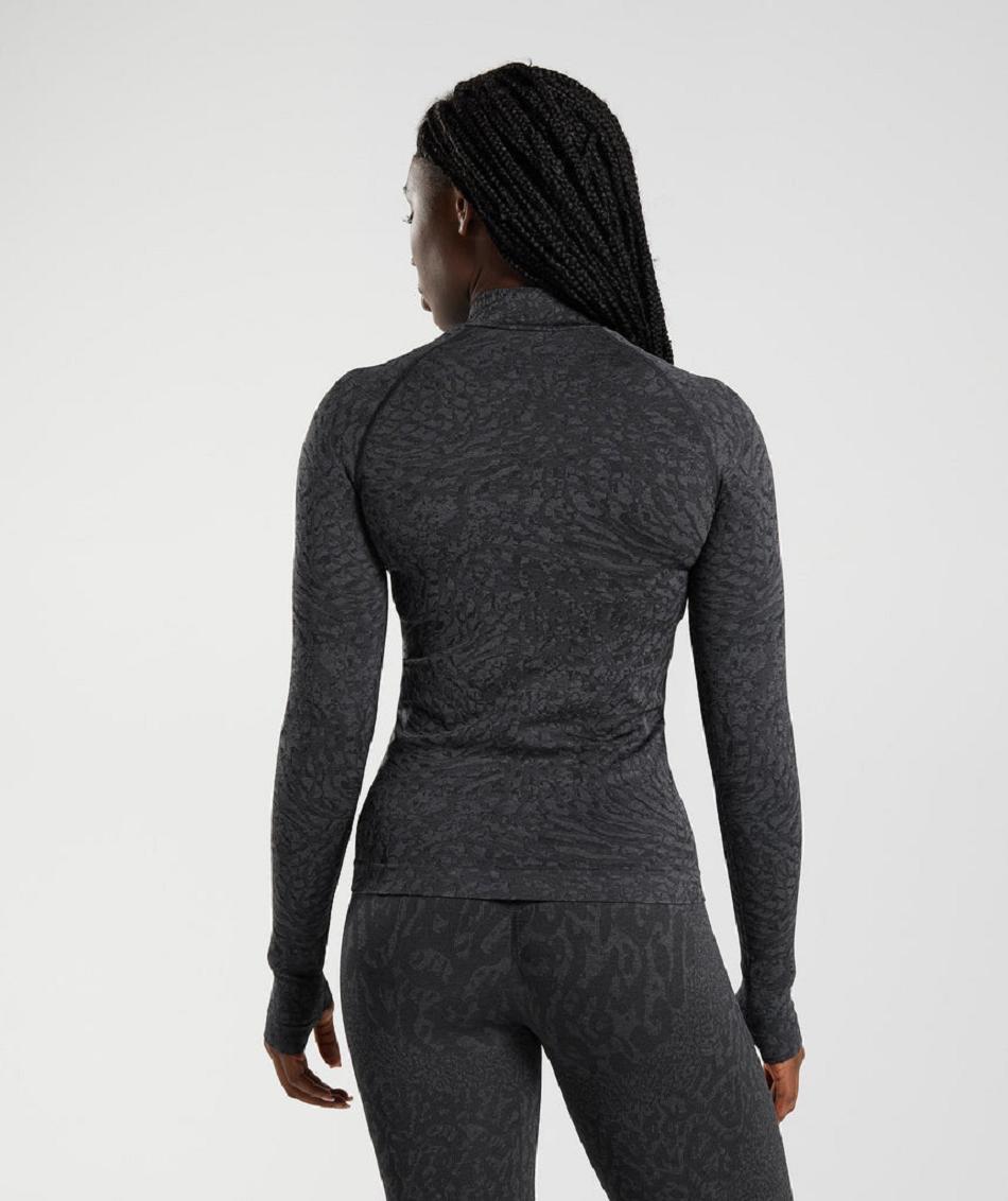 Corp Tops Gymshark Adapt Animal Zip Through γυναικεια μαυρα | GR_XC2709