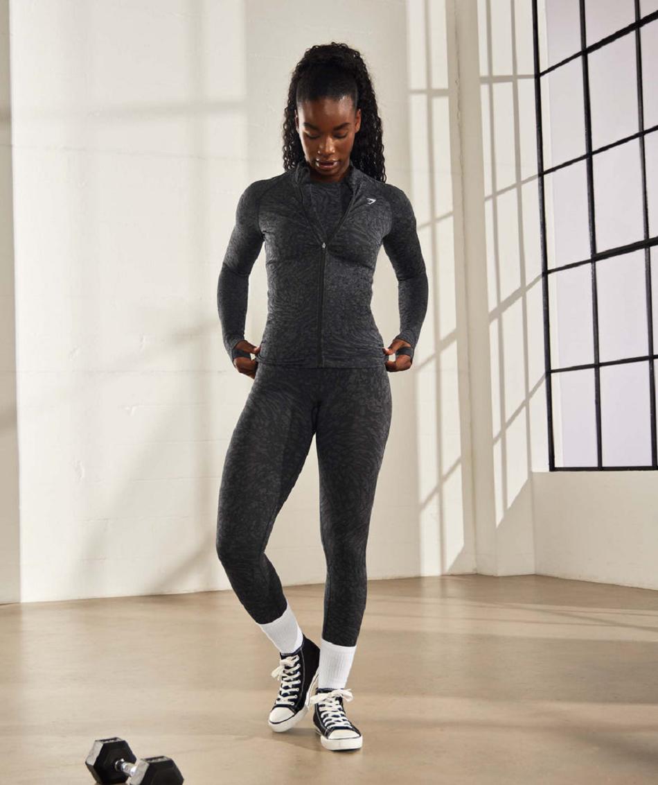 Corp Tops Gymshark Adapt Animal Zip Through γυναικεια μαυρα | GR_XC2709