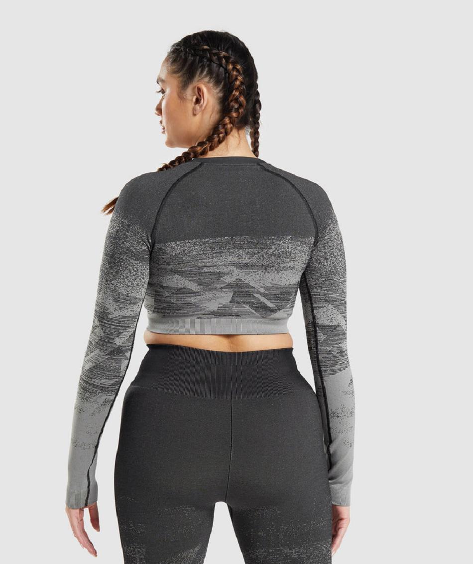 Corp Tops Gymshark Adapt Ombre γυναικεια μαυρα | GR_UV7775