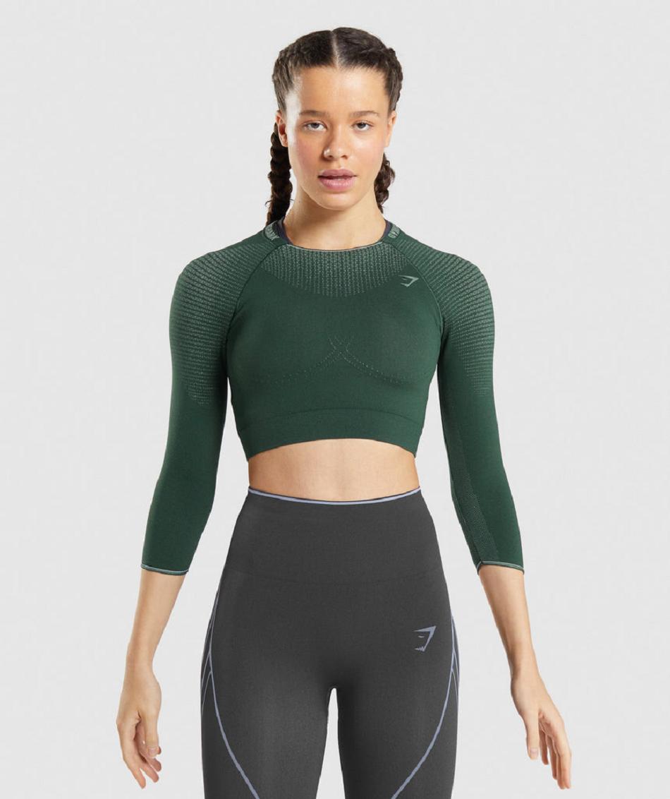 Corp Tops Gymshark Apex Seamless γυναικεια οψιάνος πρασινο πρασινο | GR_TH2711