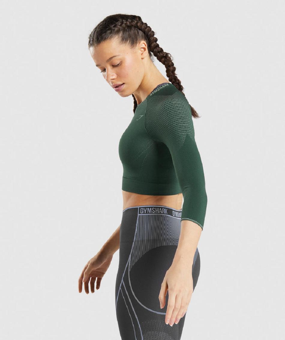 Corp Tops Gymshark Apex Seamless γυναικεια οψιάνος πρασινο πρασινο | GR_TA7500
