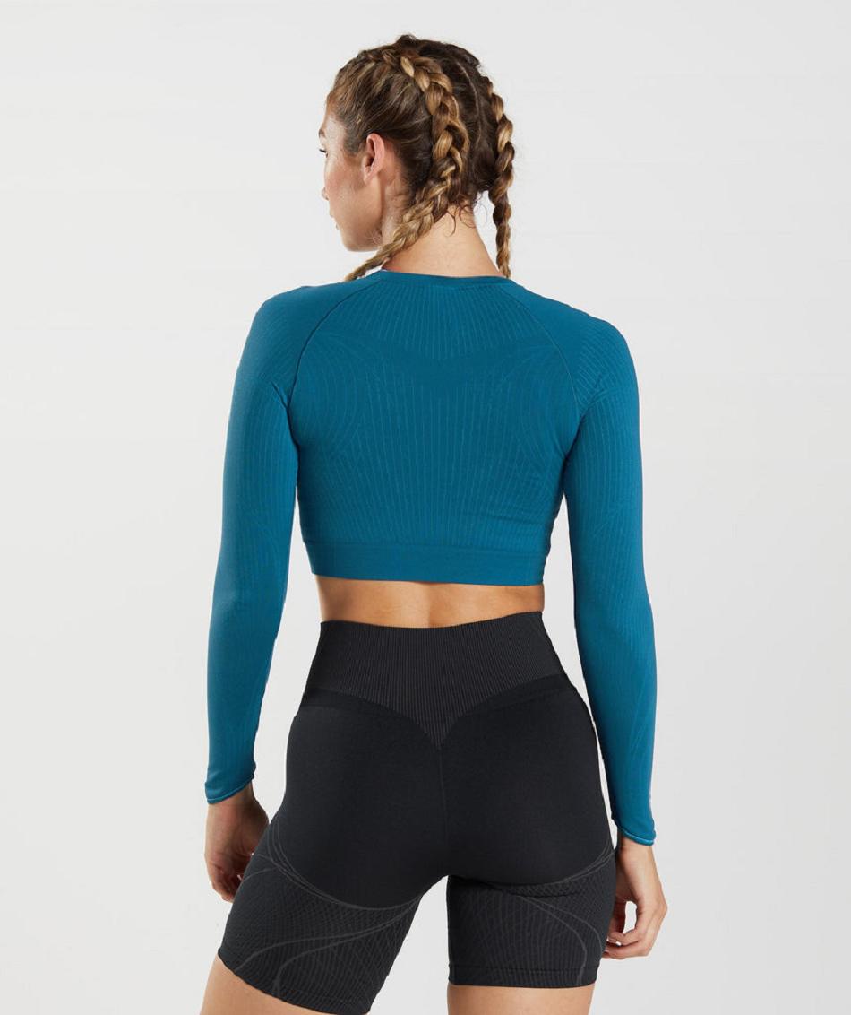 Corp Tops Gymshark Apex Seamless γυναικεια μπλε σκούρο γκρι μπλε | GR_EG9535