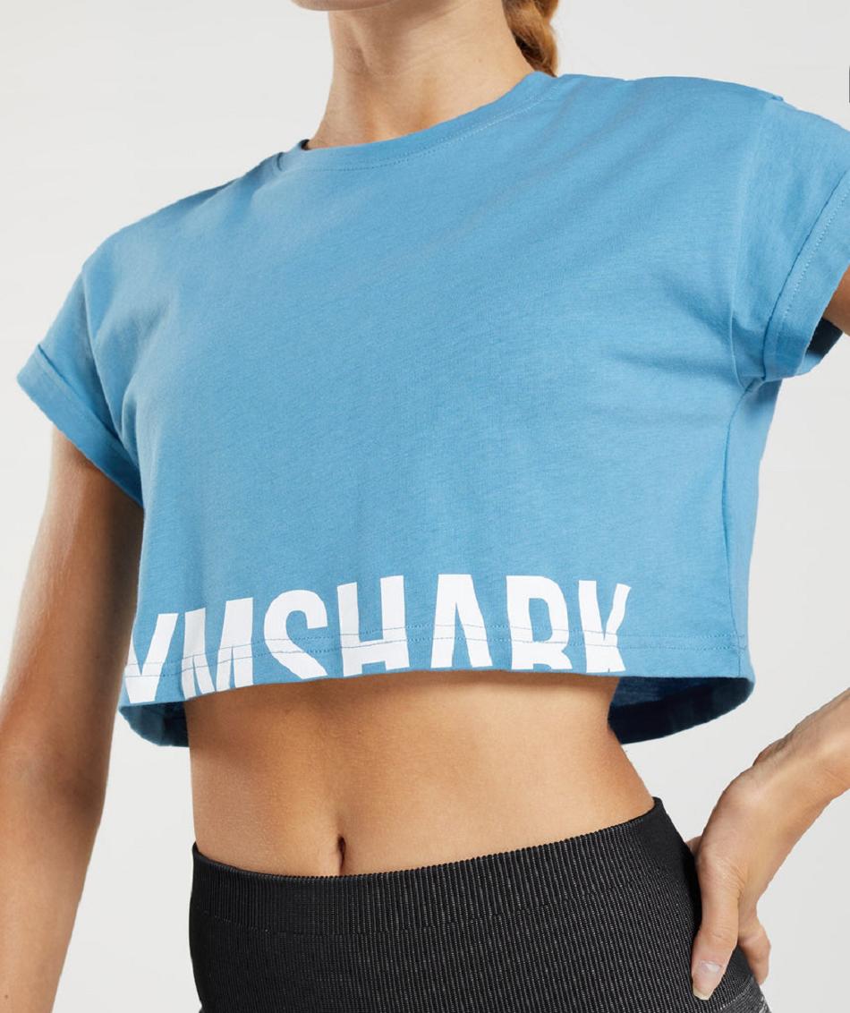 Corp Tops Gymshark Fraction γυναικεια μπλε | GR_EC5190
