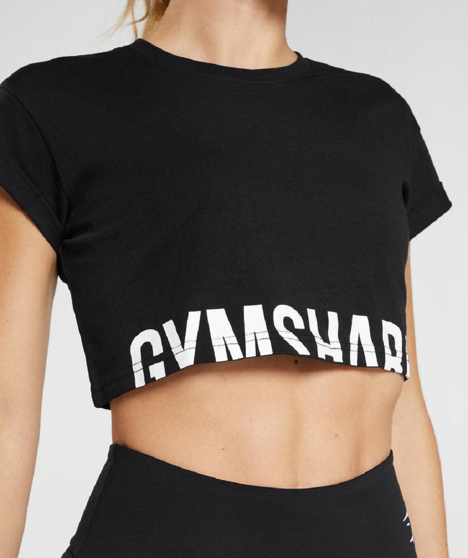 Corp Tops Gymshark Fraction γυναικεια μαυρα | GR_UV2292