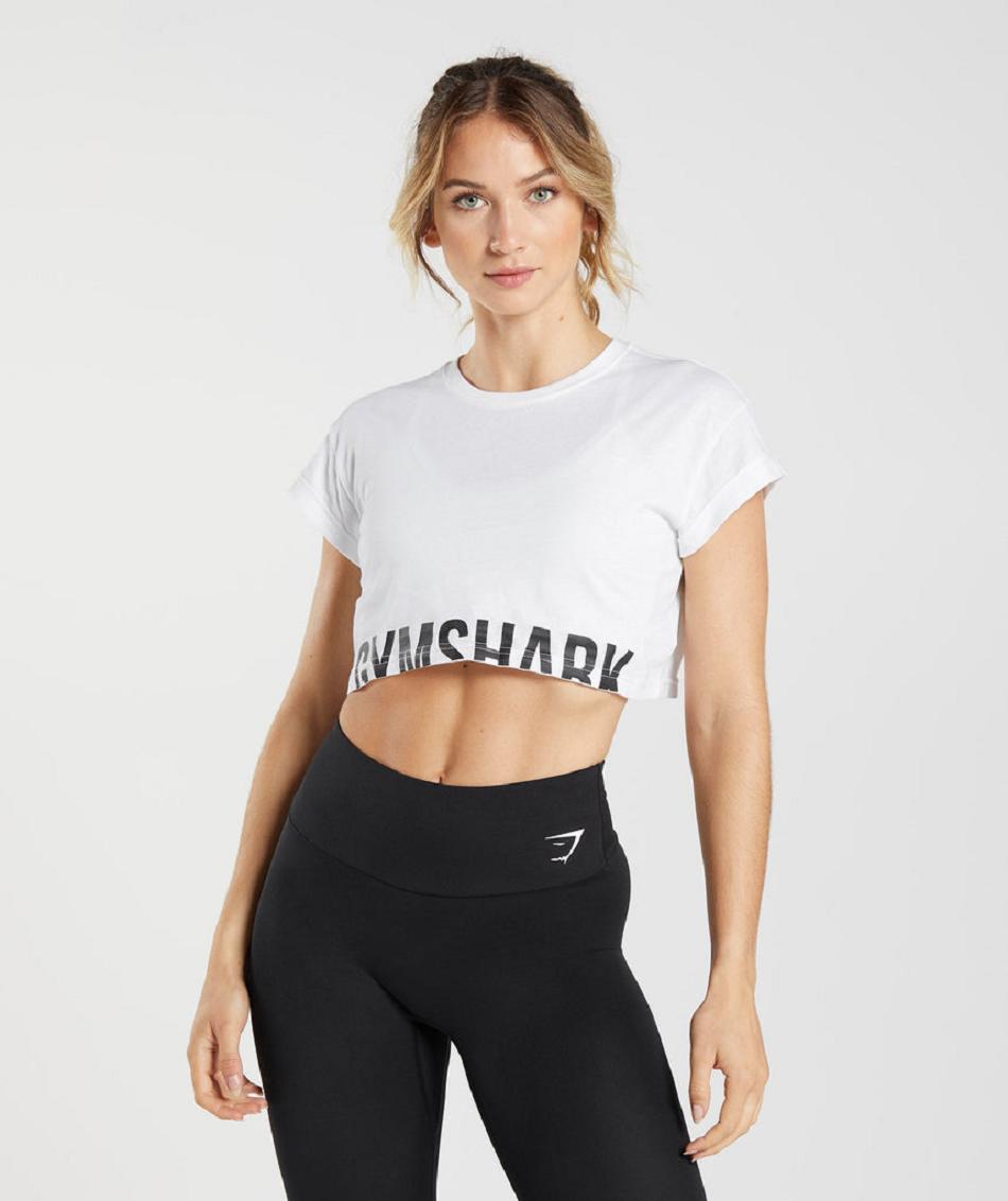 Corp Tops Gymshark Fraction γυναικεια ασπρα | GR_VV9501