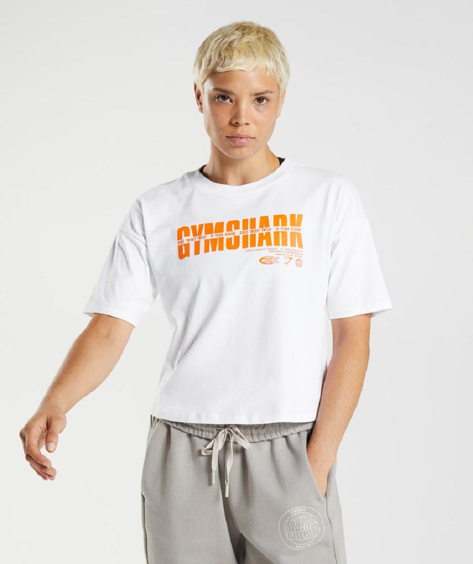 Corp Tops Gymshark Gs10 Year Midi γυναικεια ασπρα | GR_O3548