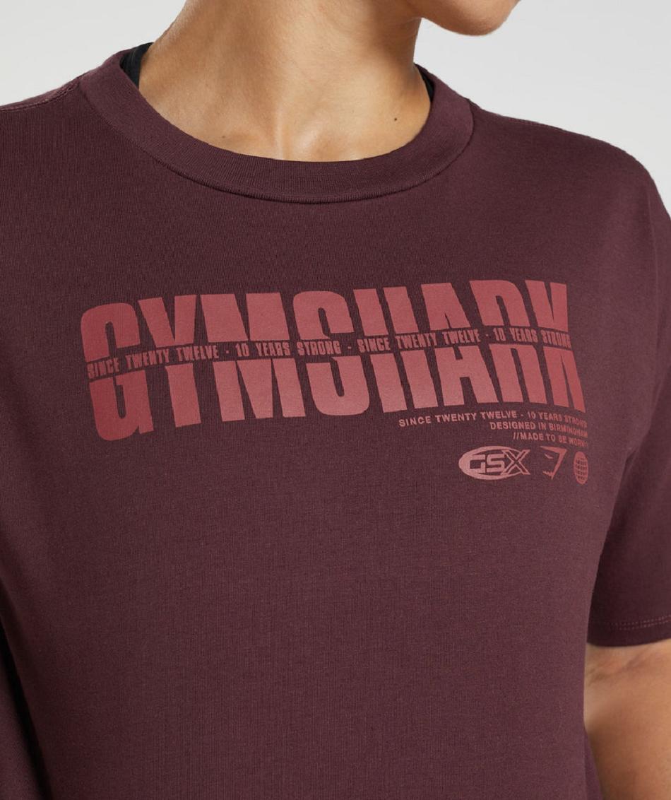 Corp Tops Gymshark Gs10 Year Midi γυναικεια μπορντο | GR_Q4783