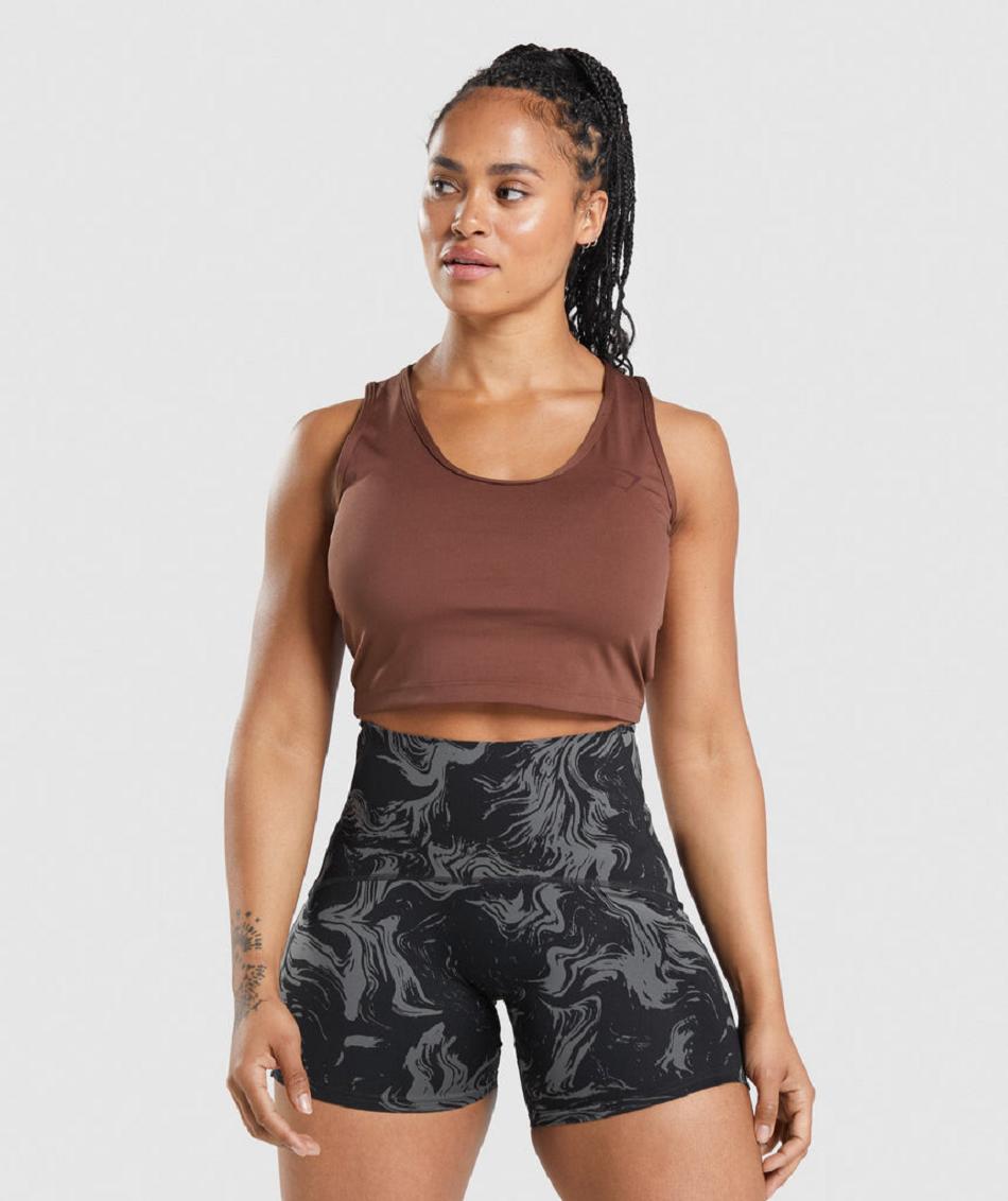 Corp Tops Gymshark Gs Power Open Backped γυναικεια ροζ καφε | GR_EC1242