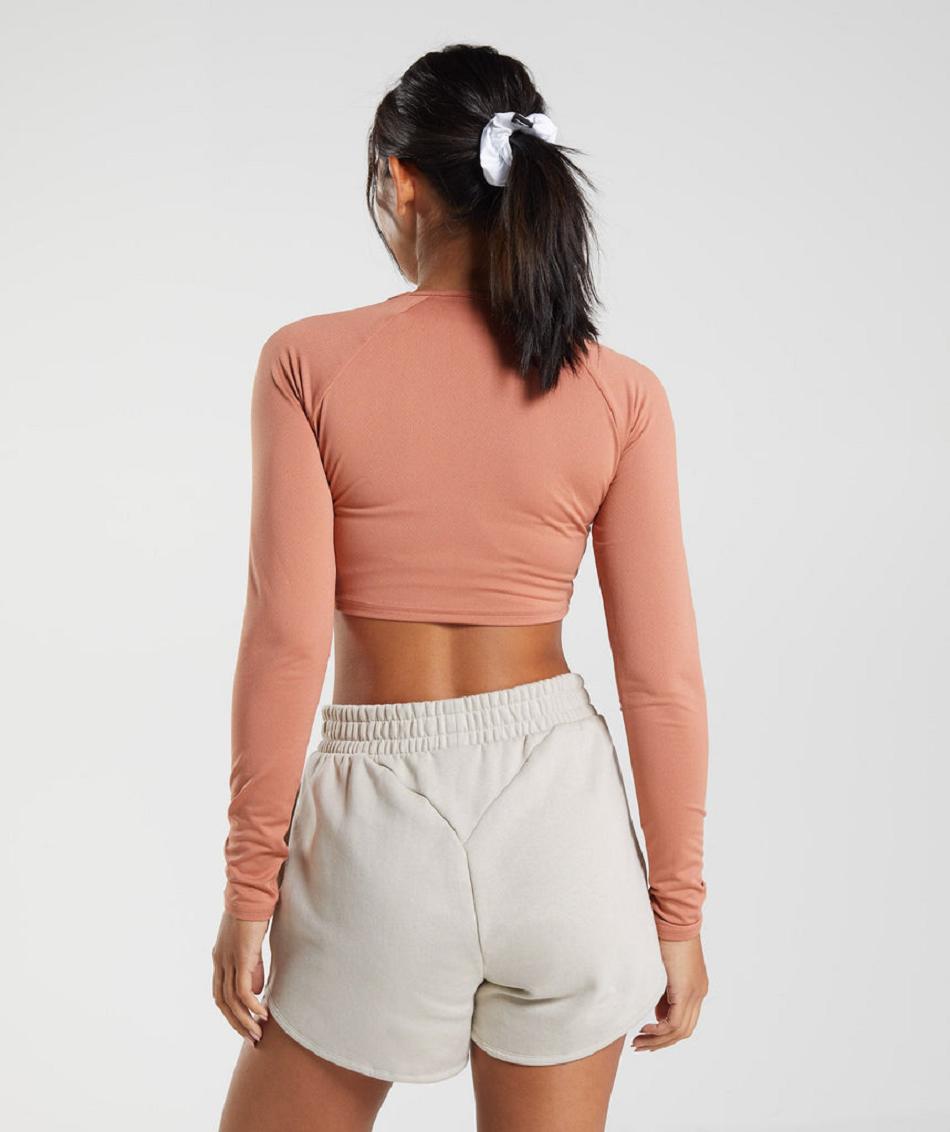 Corp Tops Gymshark Training Long Sleeve γυναικεια καφε | GR_AZ7200