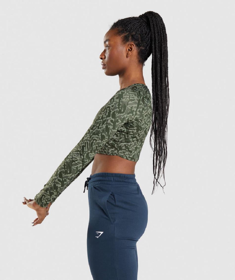 Corp Tops Gymshark Training Long Sleeve γυναικεια πρασινο | GR_QX4834