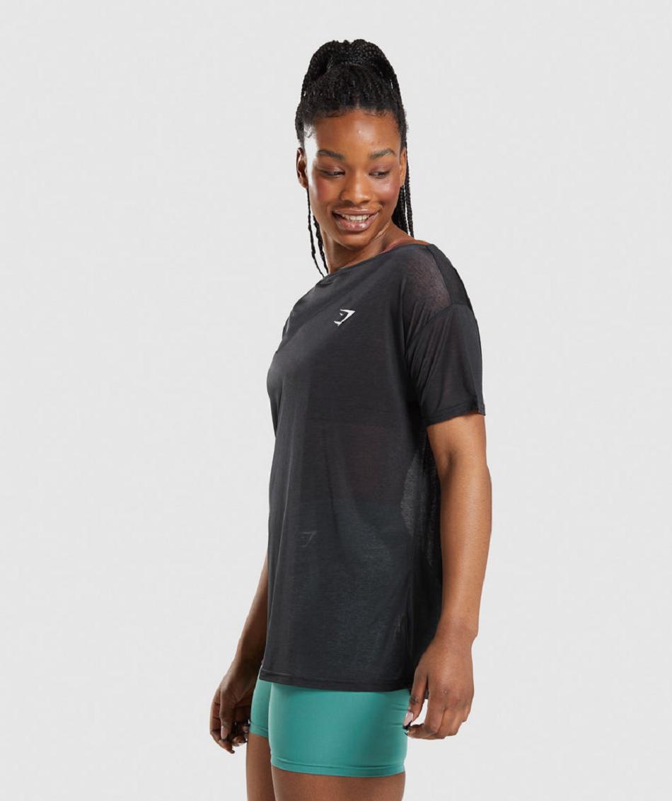 Corp Tops Gymshark Training Oversized γυναικεια μαυρα | GR_BO1006
