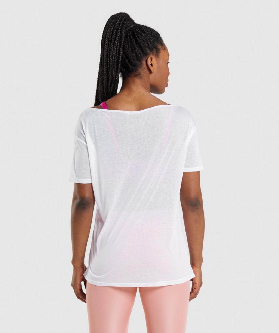 Corp Tops Gymshark Training Oversized γυναικεια ασπρα | GR_S8627